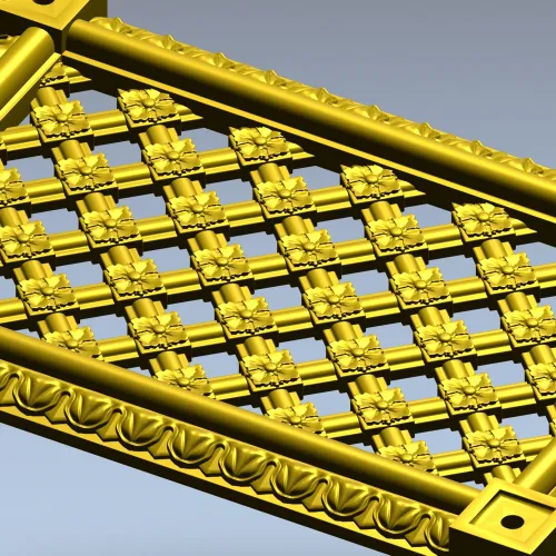 Декоративная решётка с ромбическим узором и розетками - 3D модель STL для ЧПУ