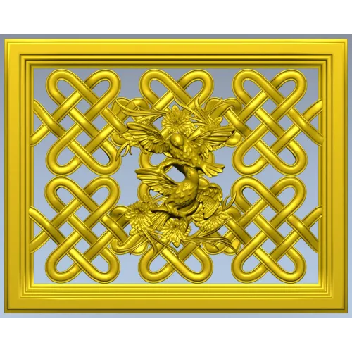 Celtic Knot Lattice Panel with Birds - STL 3D Model for CNC