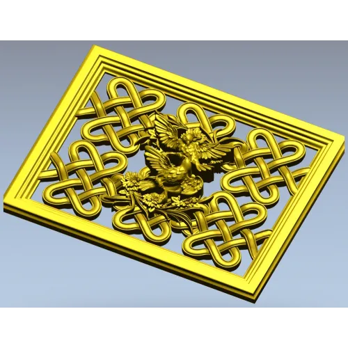 Celtic Knot Lattice Panel with Birds - STL 3D Model for CNC