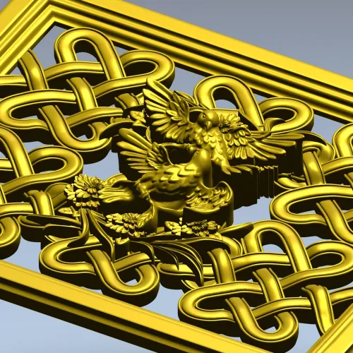 Celtic Knot Lattice Panel with Birds - STL 3D Model for CNC