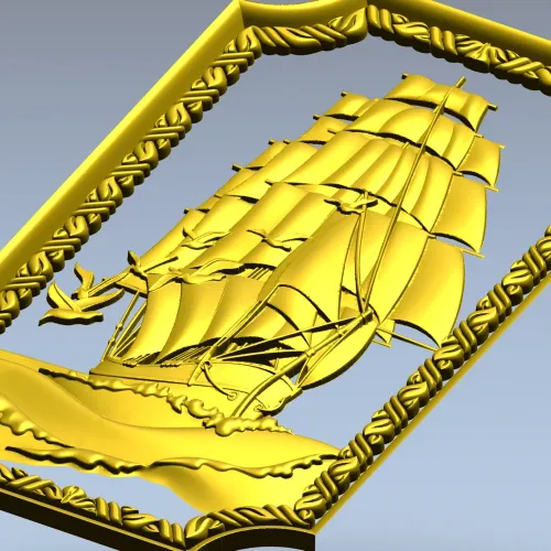 Панель "Парусник на волнах" - 3D модель STL для ЧПУ