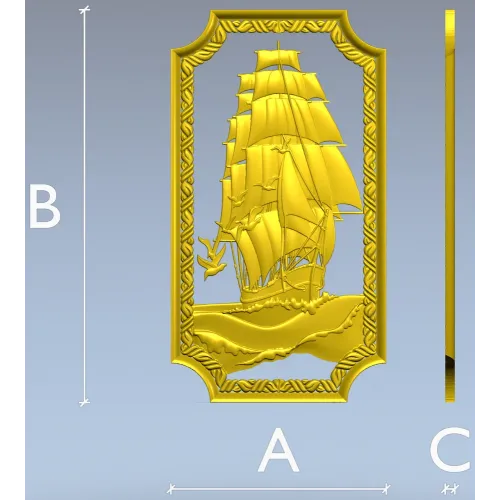 Панель "Парусник на волнах" - 3D модель STL для ЧПУ