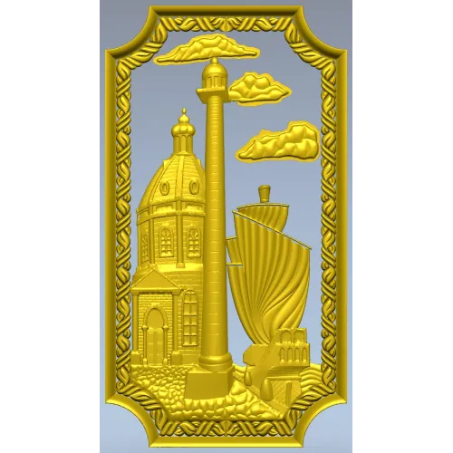 Harbor Relief Panel - STL 3D model for CNC carving