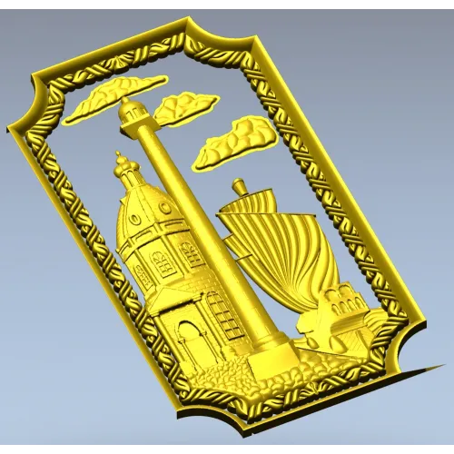 Harbor Relief Panel - STL 3D model for CNC carving