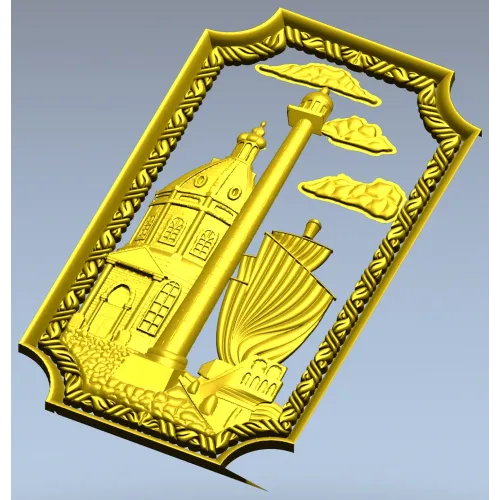 Harbor Relief Panel - STL 3D model for CNC carving