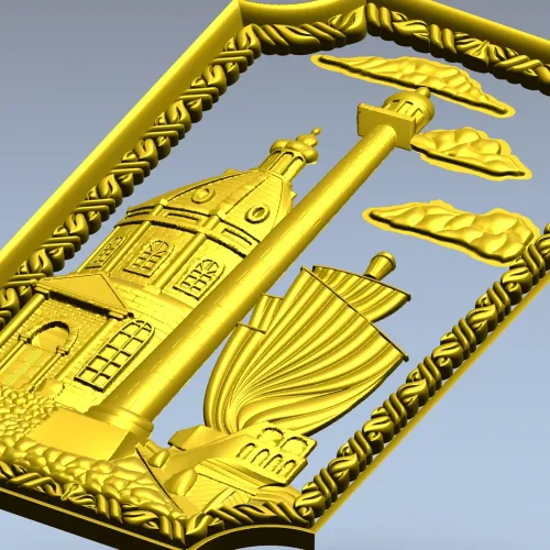 Harbor Relief Panel - STL 3D model for CNC carving