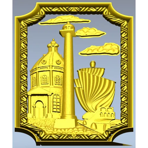 Harbor Relief Panel - STL 3D model for CNC carving