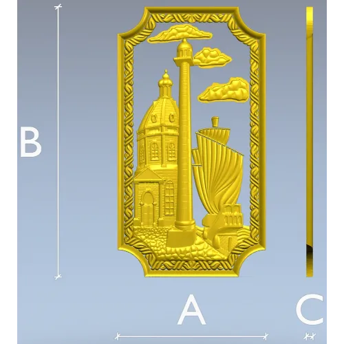 Harbor Relief Panel - STL 3D model for CNC carving