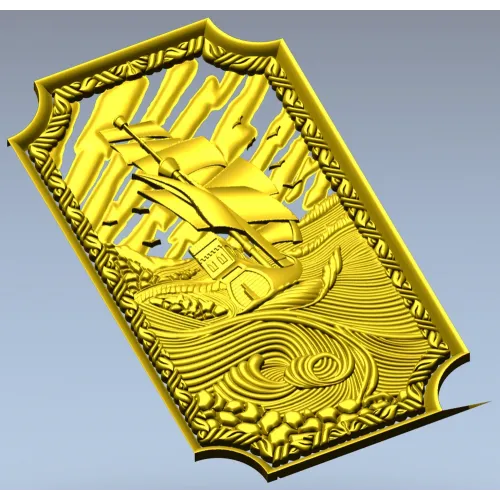 Рельефная панель "Парусник" - 3D модель STL для ЧПУ