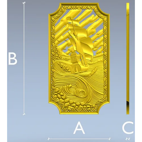 Рельефная панель "Парусник" - 3D модель STL для ЧПУ