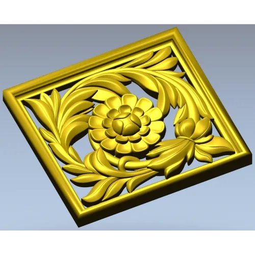 Квадратная резная панель "Златоцвет" - 3D модель STL для ЧПУ