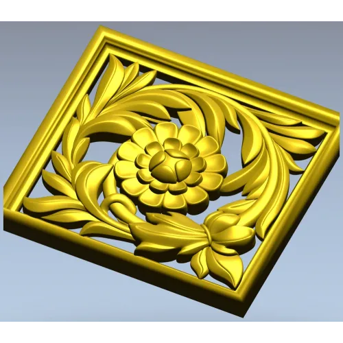 Квадратная резная панель "Златоцвет" - 3D модель STL для ЧПУ