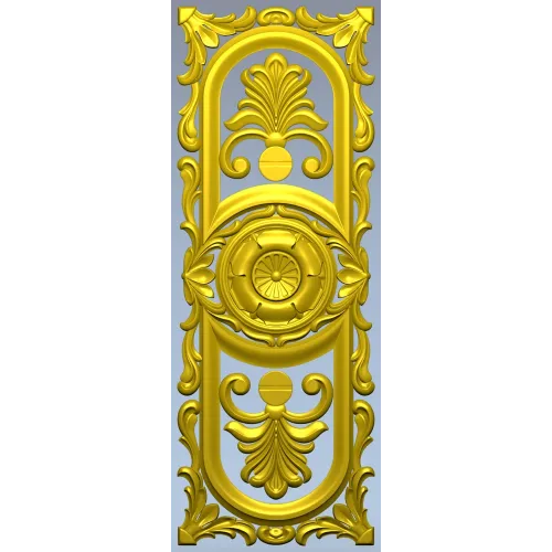Baroque Vertical Rosette Panel - STL 3D Model for CNC