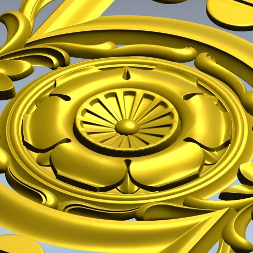Baroque Vertical Rosette Panel - STL 3D Model for CNC