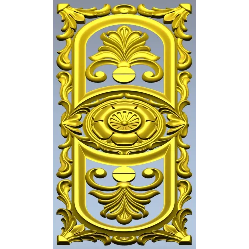 Baroque Vertical Rosette Panel - STL 3D Model for CNC