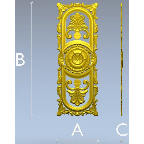 Baroque Vertical Rosette Panel - STL 3D Model for CNC