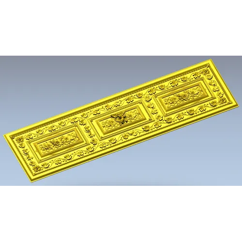 Ornate Acanthus Tri-Medallion Panel STL for CNC