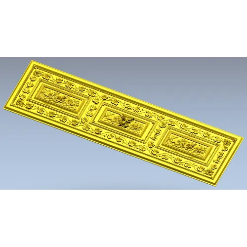 Ornate Acanthus Tri-Medallion Panel STL for CNC