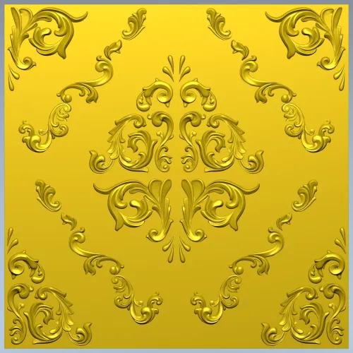 Baroque Square Rosette Panel - STL 3D Model for CNC Router