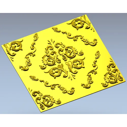 Baroque Square Rosette Panel - STL 3D Model for CNC Router