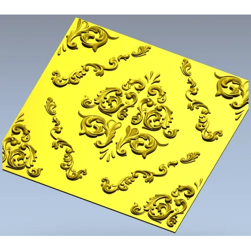 Baroque Square Rosette Panel - STL 3D Model for CNC Router