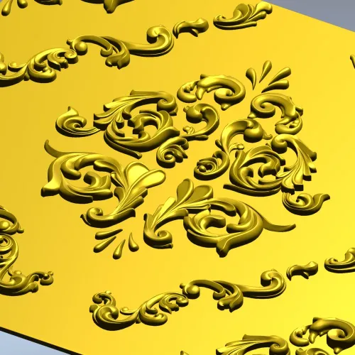 Baroque Square Rosette Panel - STL 3D Model for CNC Router