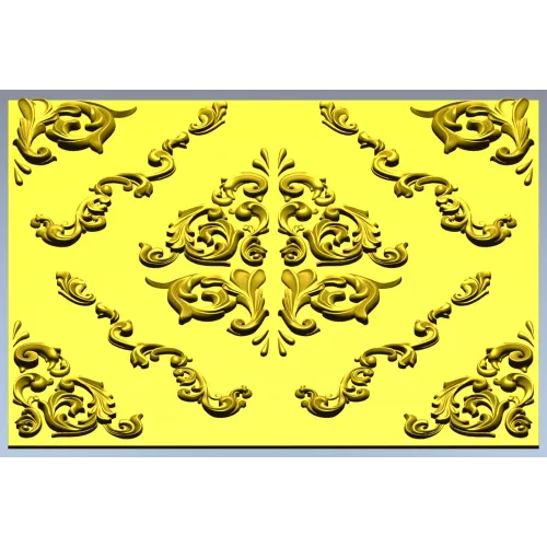 Baroque Square Rosette Panel - STL 3D Model for CNC Router