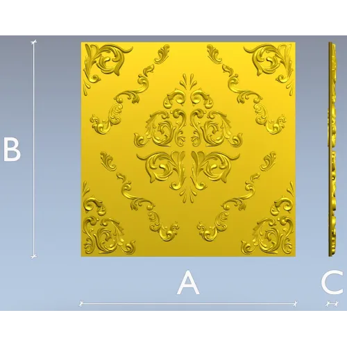 Baroque Square Rosette Panel - STL 3D Model for CNC Router