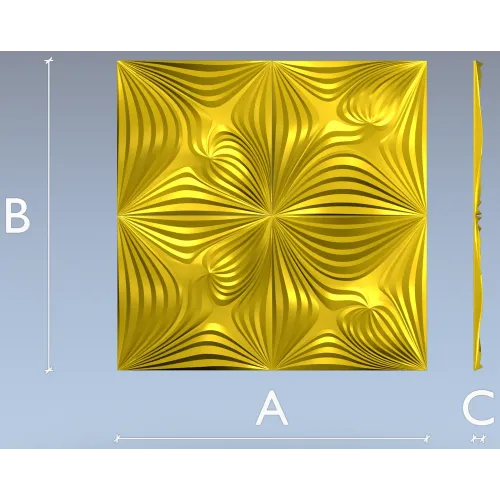 Ornamental Floral Square Panel STL for CNC