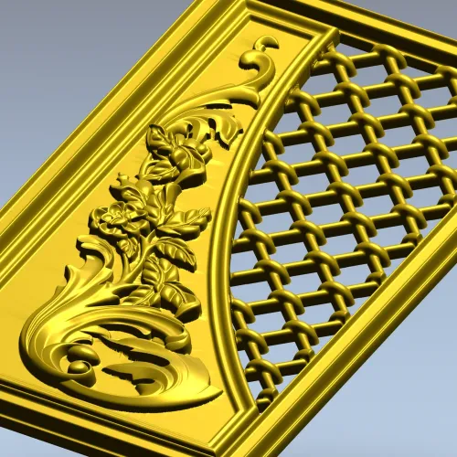 Baroque Lattice & Scroll Decorative Panel STL