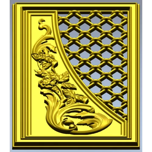Baroque Lattice & Scroll Decorative Panel STL