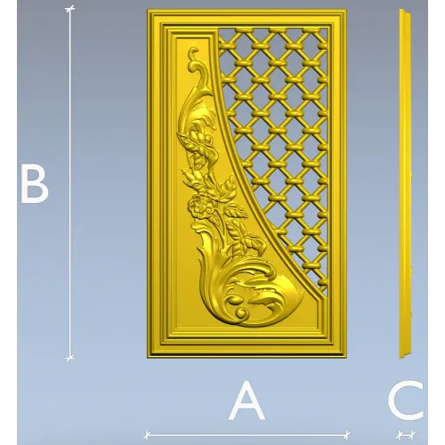 Baroque Lattice & Scroll Decorative Panel STL
