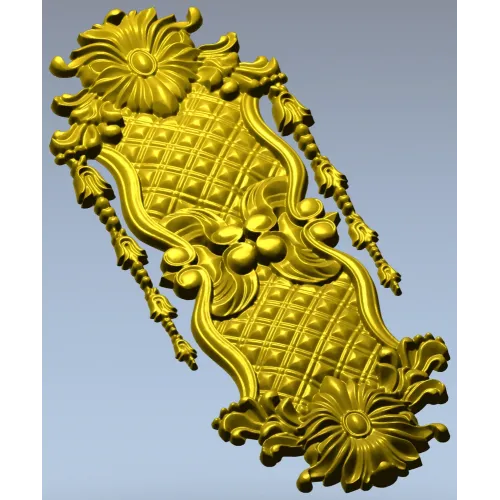 Rococo Quilted Vertical Decorative Panel STL for CNC
