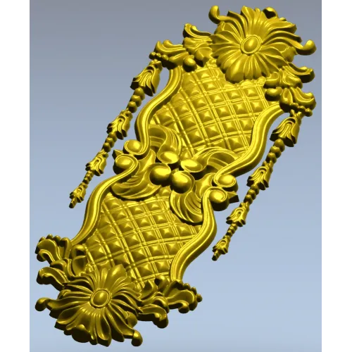 Rococo Quilted Vertical Decorative Panel STL for CNC