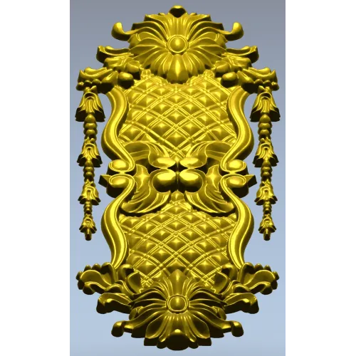 Rococo Quilted Vertical Decorative Panel STL for CNC