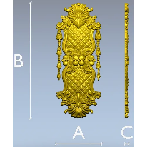 Rococo Quilted Vertical Decorative Panel STL for CNC