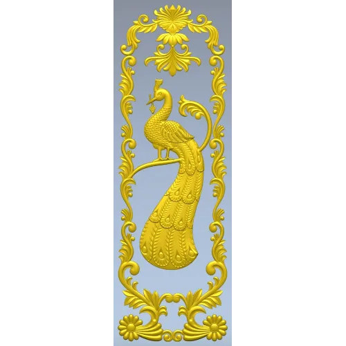 Вертикальная панель с павлином - STL модель для ЧПУ