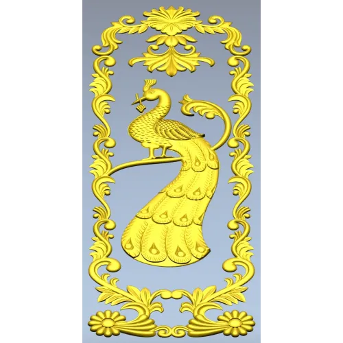 Вертикальная панель с павлином - STL модель для ЧПУ