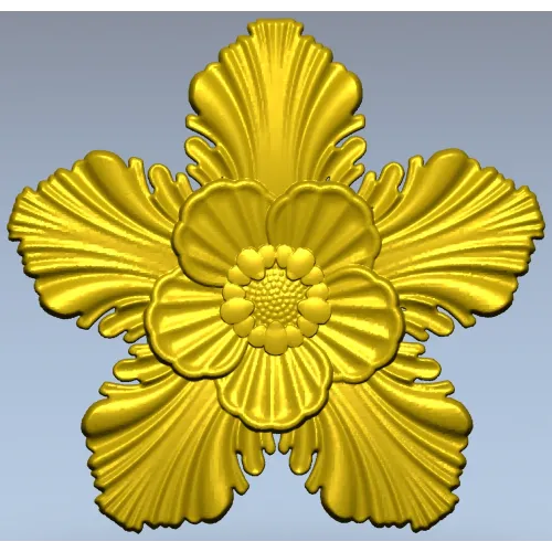 Five-Petal Floral Rosette STL for CNC Milling