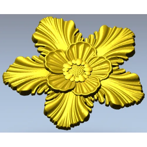 Five-Petal Floral Rosette STL for CNC Milling