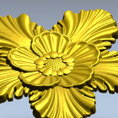 Five-Petal Floral Rosette STL for CNC Milling