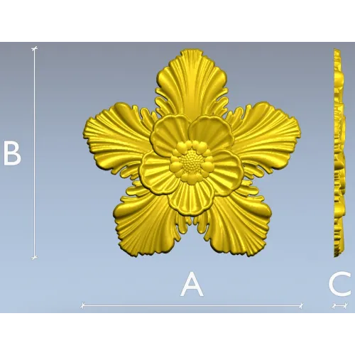 Five-Petal Floral Rosette STL for CNC Milling