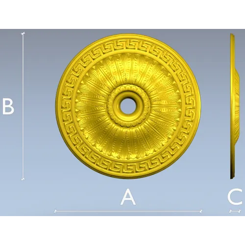Helios Rosette - high-relief ceiling rosette STL for CNC