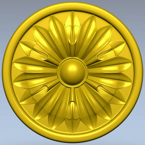 Round Floral Rosette STL 3D Model for CNC Router