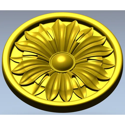 Round Floral Rosette STL 3D Model for CNC Router