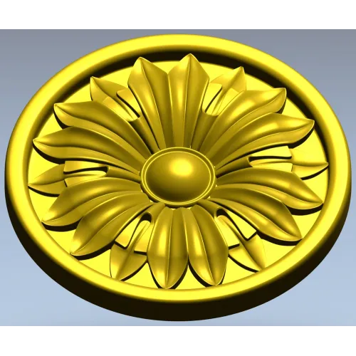 Round Floral Rosette STL 3D Model for CNC Router