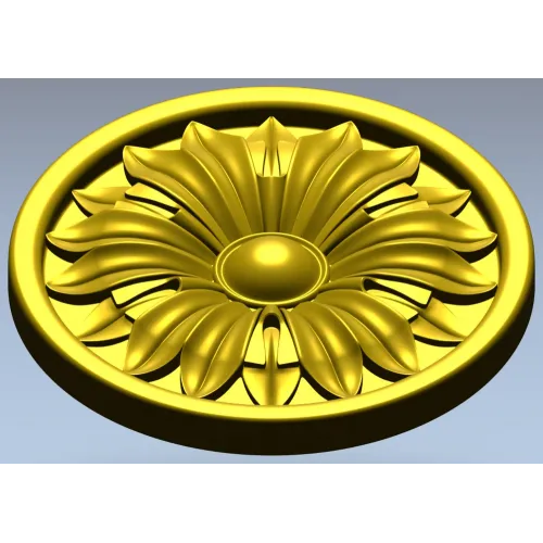 Round Floral Rosette STL 3D Model for CNC Router