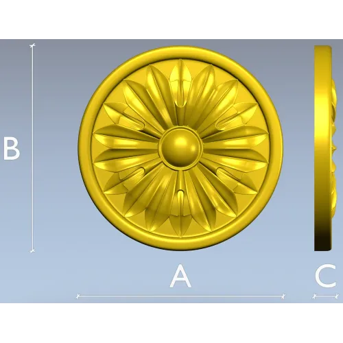 Round Floral Rosette STL 3D Model for CNC Router