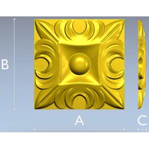 Regal Acanthus Square Rosette - STL 3D Model for CNC