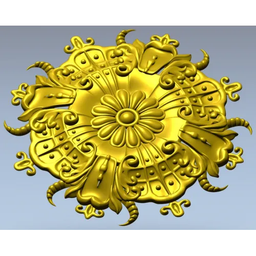Ornate Floral Rosette STL for CNC Carving
